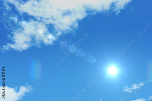 Blue sky and cloud on sunny day   light and flare effect