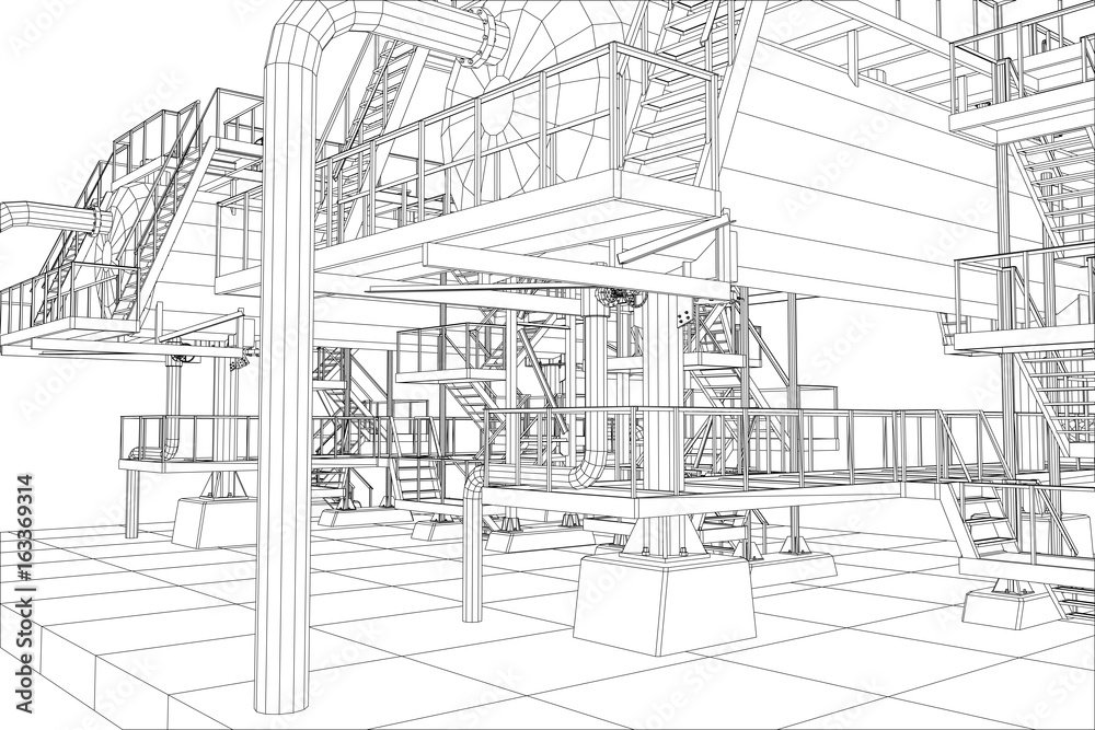 Oil and Gas industrial equipment vector illustration.