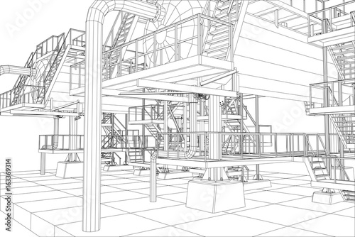 Oil and Gas industrial equipment vector illustration.