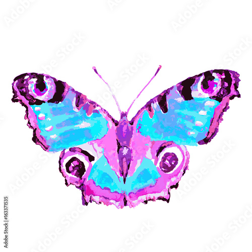 beautiful pink butterfly,watercolor,isolated on a white © aboard