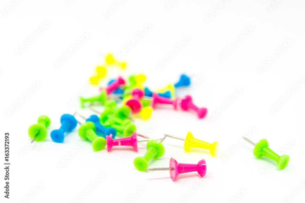 colorful pins isolated on white background