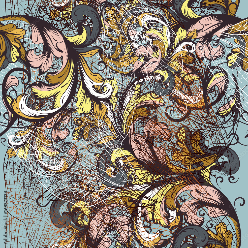 Beautiful vector pattern background with dragonfly and ornament