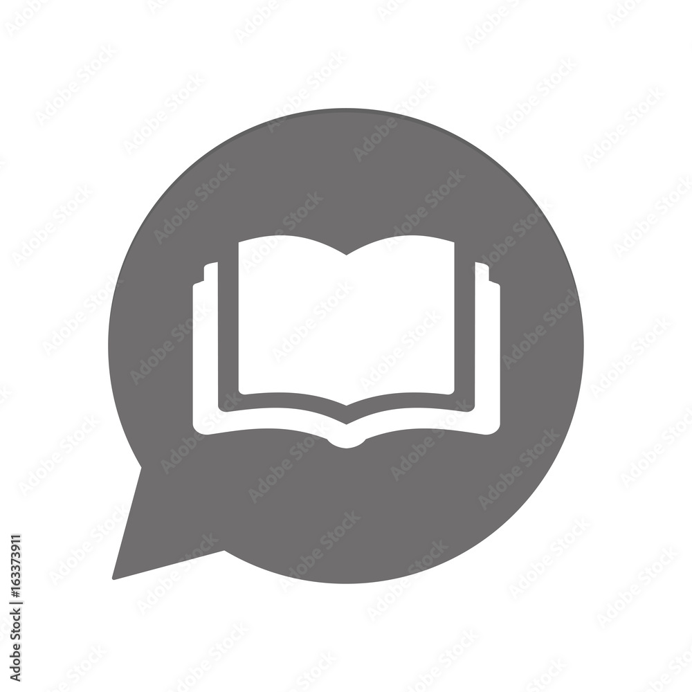 Fototapeta premium Graue Sprechblase rund - Buch