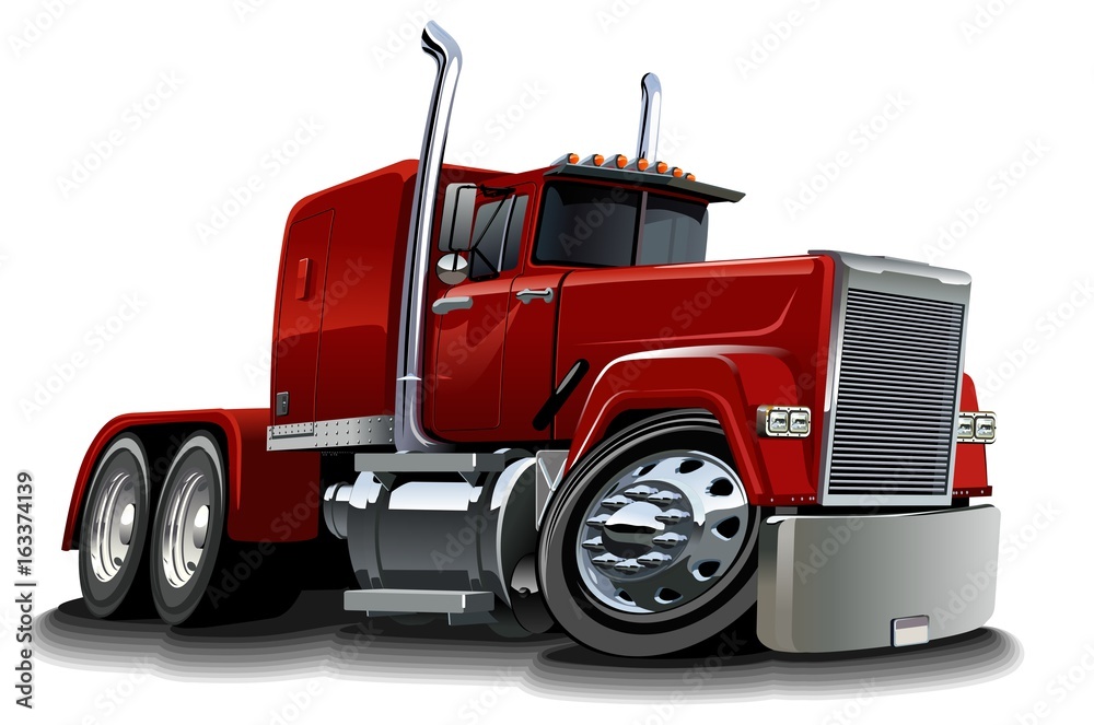 Cartoon semi truck isolated on white background. Available EPS-10 vector format separated by groups and layers for easy edit