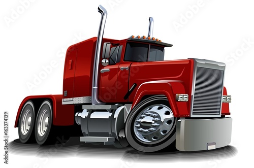 Cartoon semi truck isolated on white background. Available EPS-10 vector format separated by groups and layers for easy edit photo