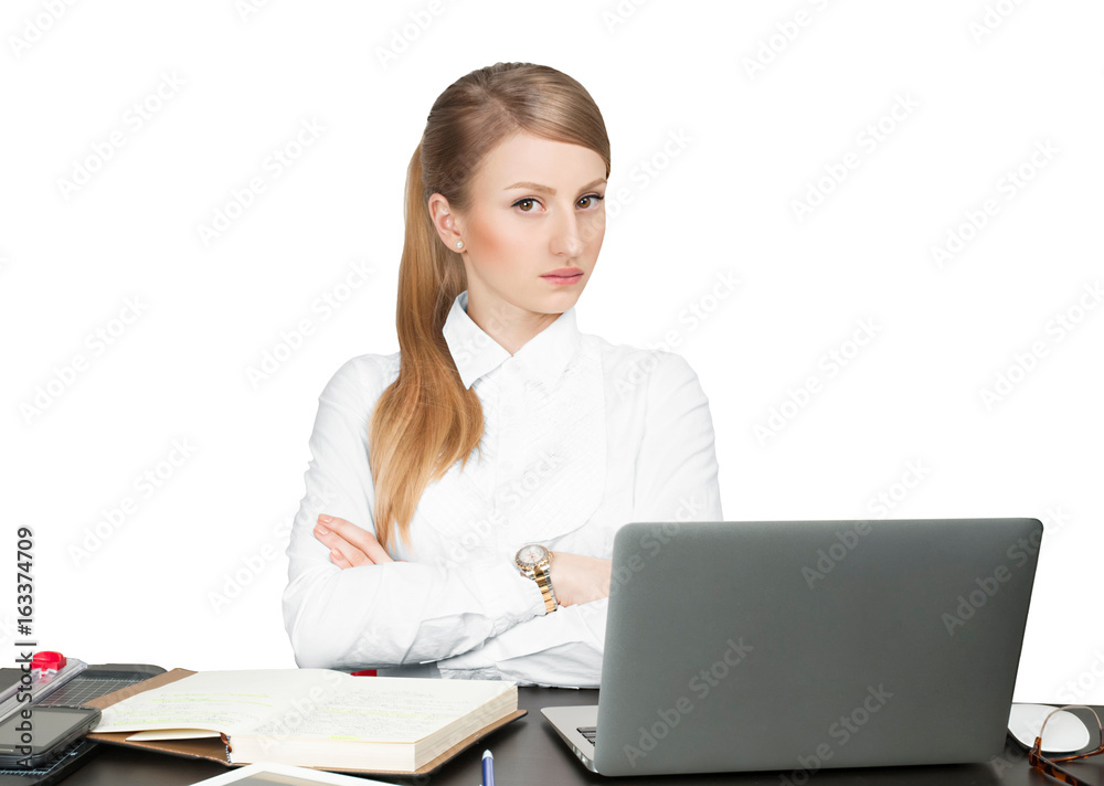 Successful business woman sitting for table Successful business woman sitting for table