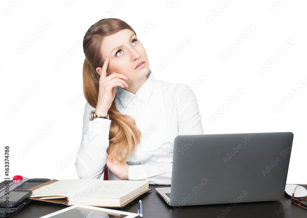 Successful business woman sitting for table Successful business woman sitting for table
