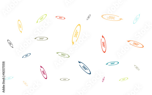 Viele bunte 360 Grad Symbole