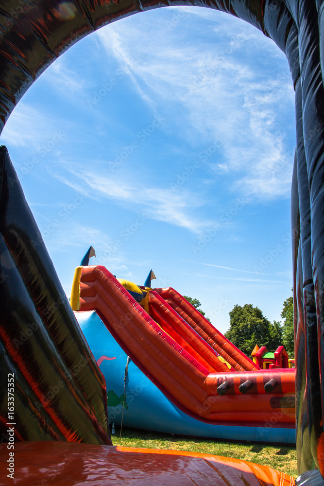 Inflatable big colofrull slide for kids in playground
