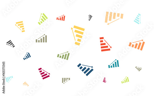 Viele bunte aufsteigende Balkendiagramme