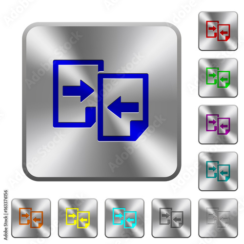 Share documents rounded square steel buttons