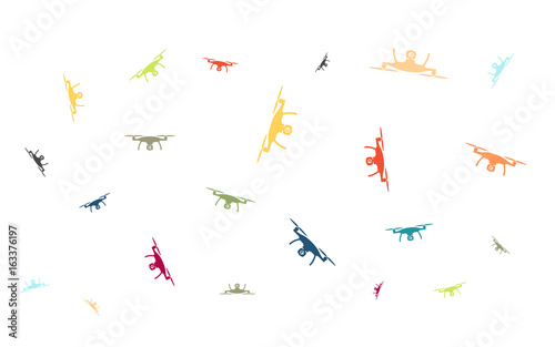 Viele bunte Kameradrohnen