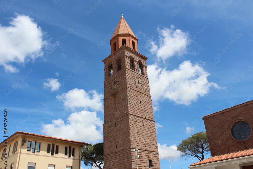Campanile orologio torre San Ponziano Carbonia Sulcis Sardegna