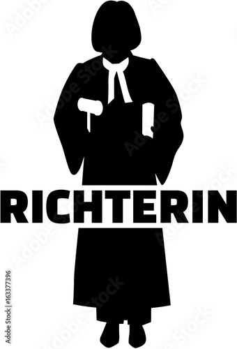 Female judge silhouette with german job title