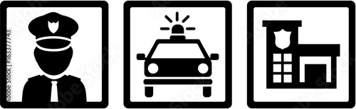 Police - icons police car and station