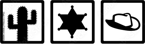 Sheriff icons - cactus, sheriff star, sheriff hat