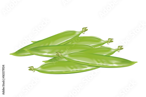  Sweet green peas on white background 
