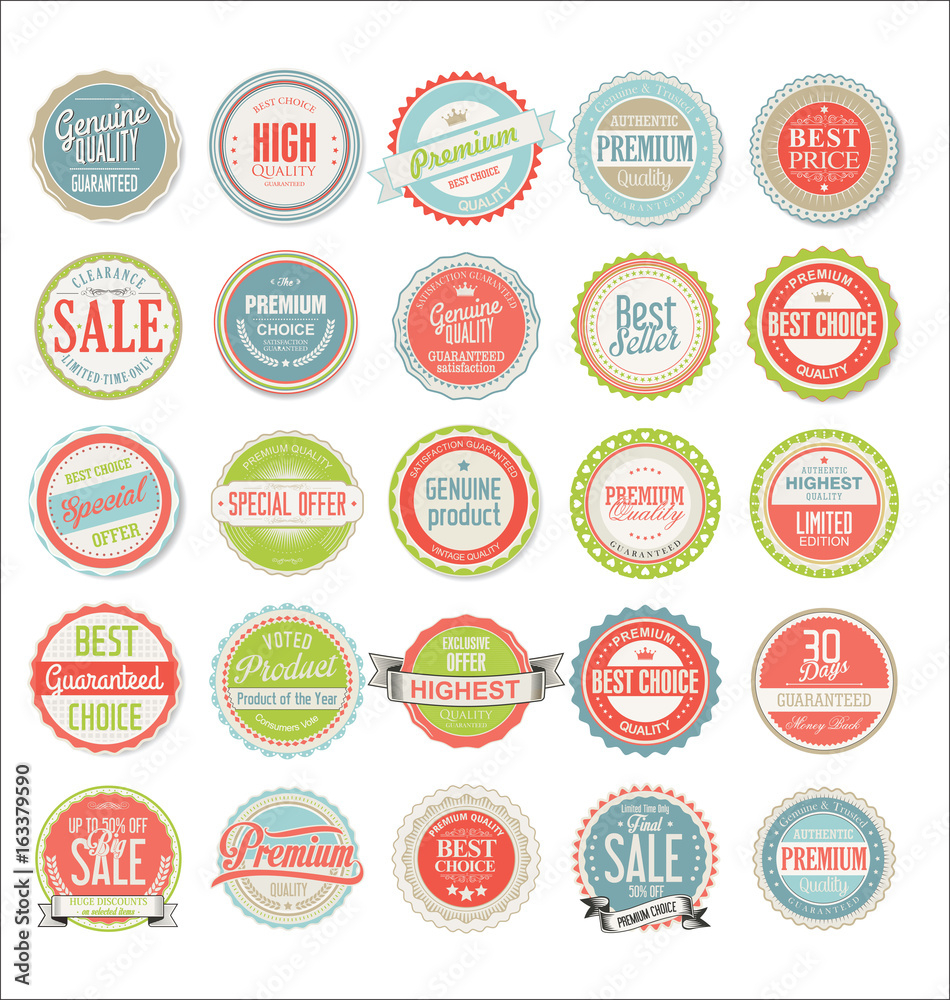 Obraz premium Retro colorful badges and labels collection