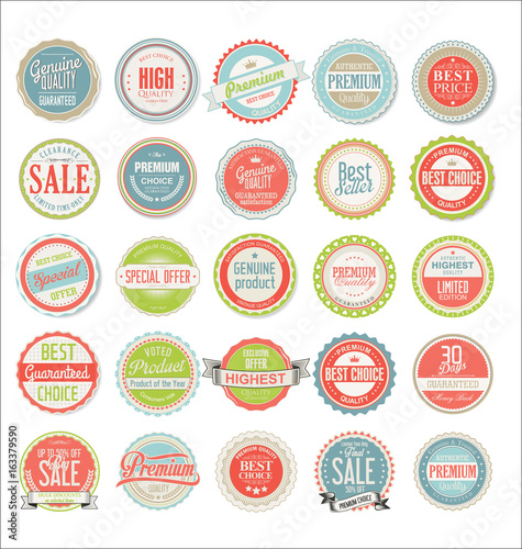 Retro colorful badges and labels collection