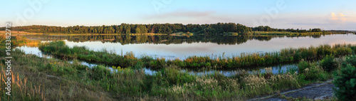 Evening summer lake panorama.