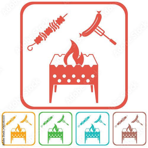 Brazier, kebab and sausage icon