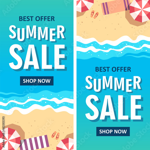 Summer sale banner. Vector illustration.