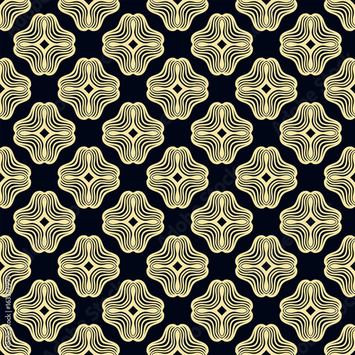 Seamless golden ornamental pattern. Dark and golden textile print. Template for design