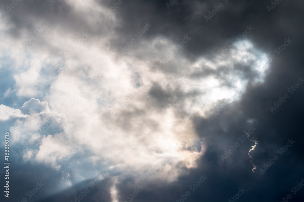 Dark and stormy clouds.