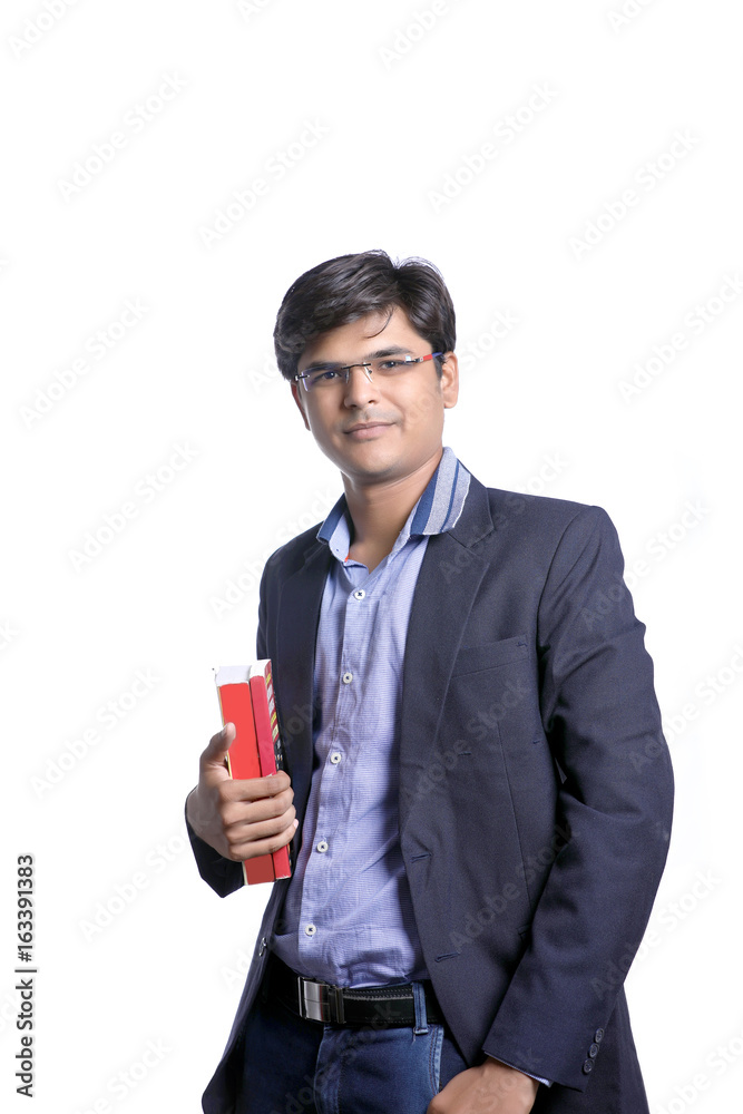 young Indian on suit with book young Indian on suit with book
