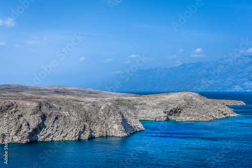 Pag landscape. / Seafront view at Pag island landscape in summertime, Adriatic Sea, Croatia.