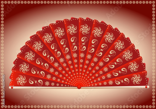 Red folding fan Japanese style