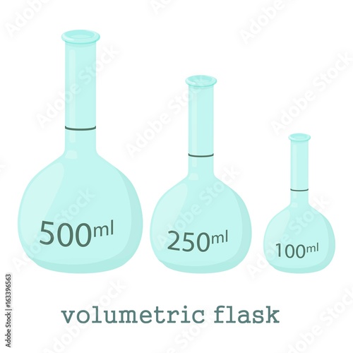 volumetric flask icon, cartoon style