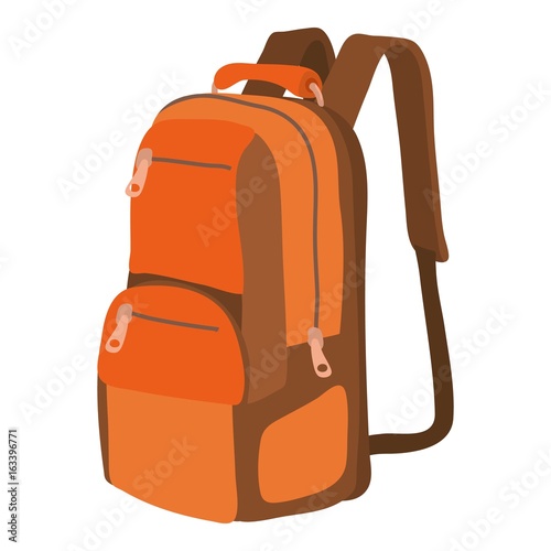 Travel backpack icon, cartoon style