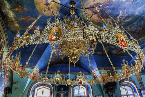 Fotografie Ancient Mosaics Icons Chandelier Rectory Saint Michael Vydubytsky Monastery Kiev