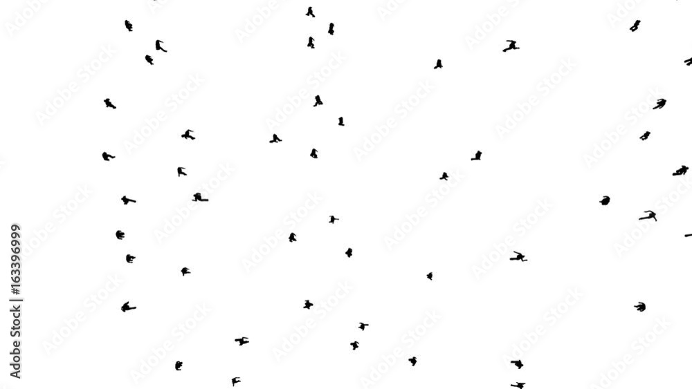 Silhouette crowd walking on white Silhouette crowd walking on white