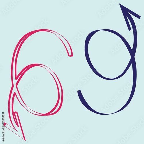 Vector image of the numbers of arrows and spirals
