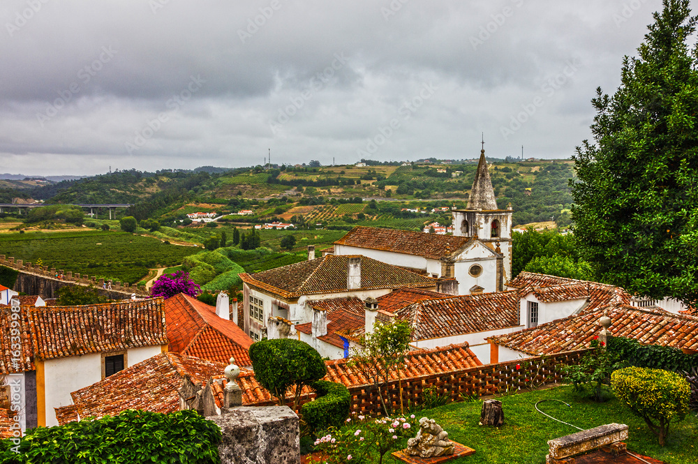 Obidos rural church landscape, Portugal