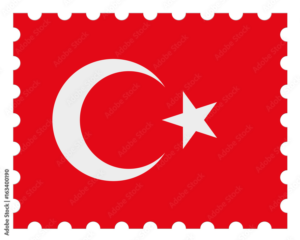 Obraz premium Turkey Flag Postage Stamp, 3d illustration on white background