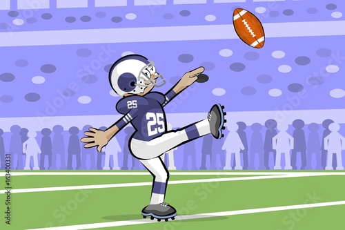 American football player kicking the ball