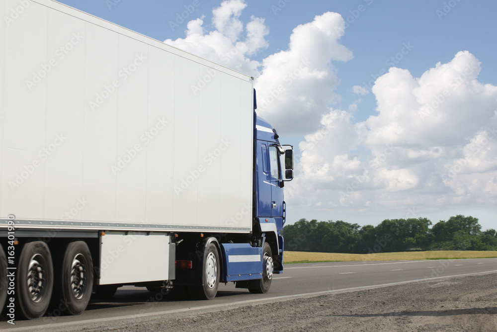 The truck on asphalt road