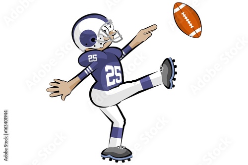 American football player kicking the ball