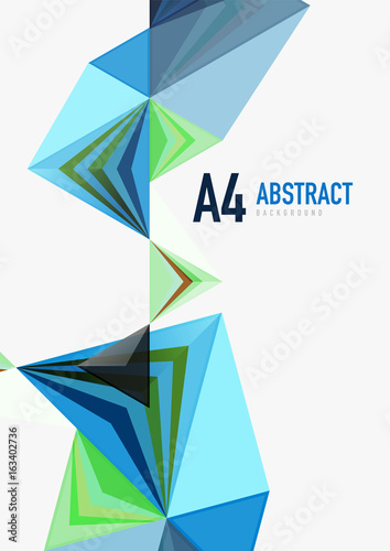 Free Download Triangular low poly vector a4 size geometric abstract template - GFXLoad