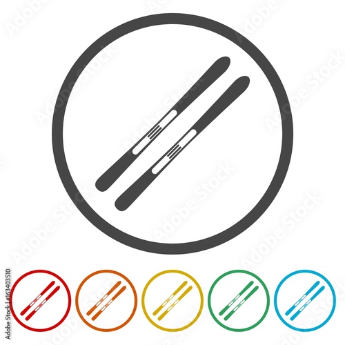 Ski icons set. Vector illustration 
