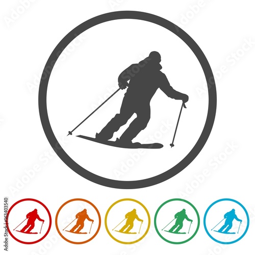 Ski icons set. Vector illustration 