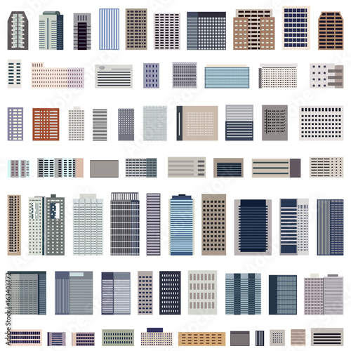 buildings flat style illustrations vector set