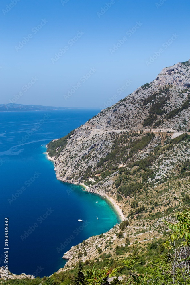 Croatian coast with blue sea water