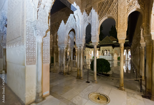  Court of the Lions at Alhambra in night time