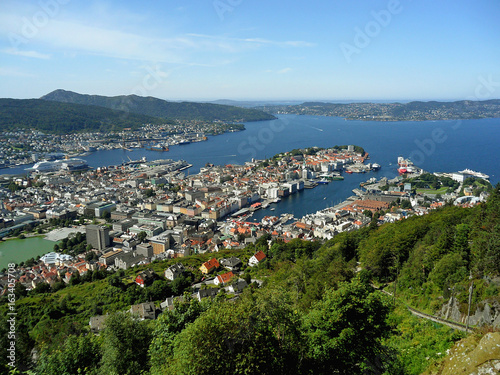 Breathtaking cityscape of Bergen view from the top of Mount Floyen  Bergen  Norway 