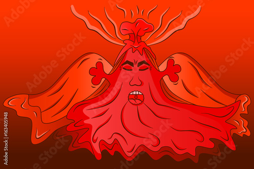 Erupting volcano cartoon vector colored illustration sketch