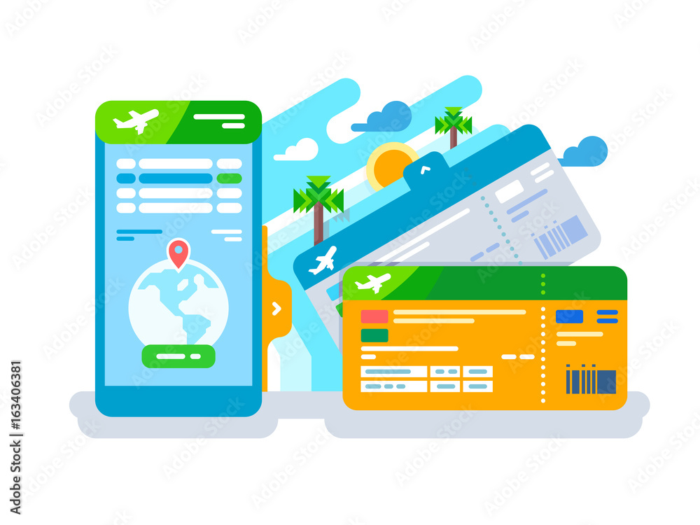 Fotografie Tickets for the plane on a smartphone